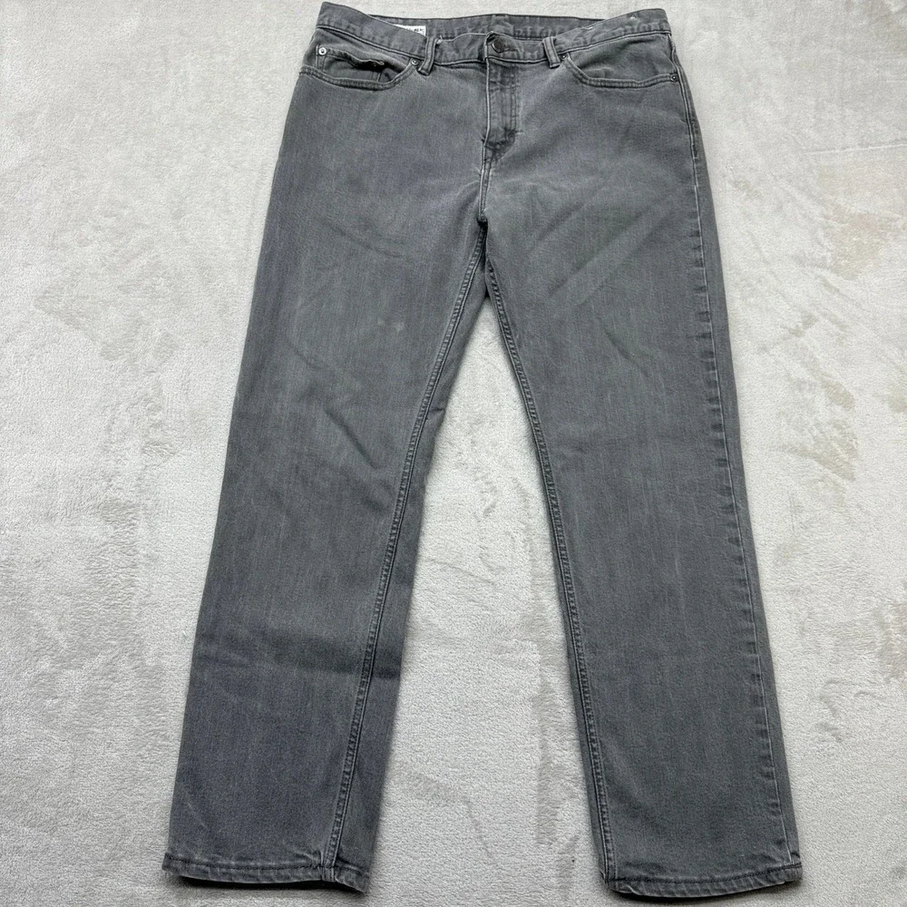 Banana Republic Straight Fit Mens Jeans 35x32 Charcoal Gray Stretch Denim Preppy